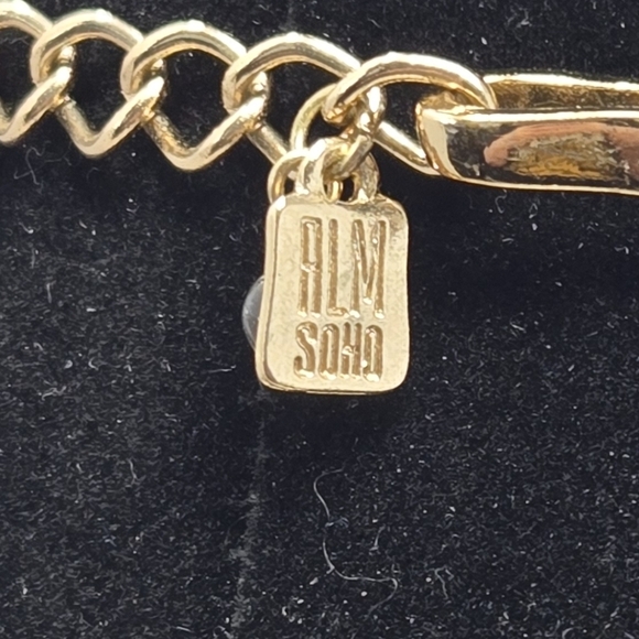 Robert Lee Morris Soho Pendant Bib Statement Blue & Greens Gold Adj. Chain - Picture 5 of 10